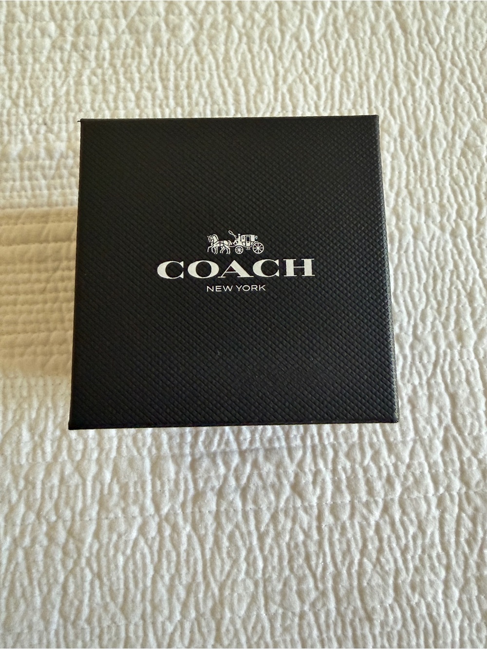 Coach Black Jewelry Box with White Logo
